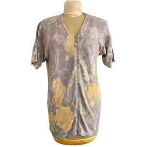 Gabriella T Linen Blend Full Zip Maximalist Cardigan Sz. S.  Made in Italy.
